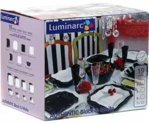 Luminarc (Arcopal) Сервиз Authentic Black White столовый 19 пр. E6195