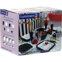 Luminarc (Arcopal) Сервиз Authentic Black White столовый 19 пр. E6195